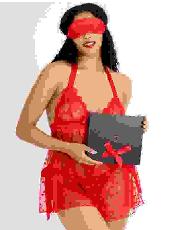 Lovehoney Red Babydoll Gift Set, Red, hi-res